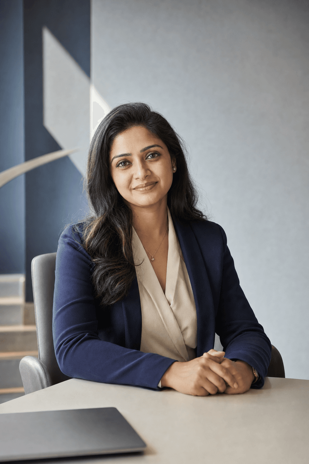 An approachable Anant loan advisor in a quiet office