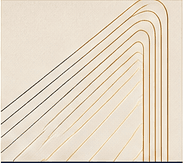 Fine gold lines curving forward across warm paper